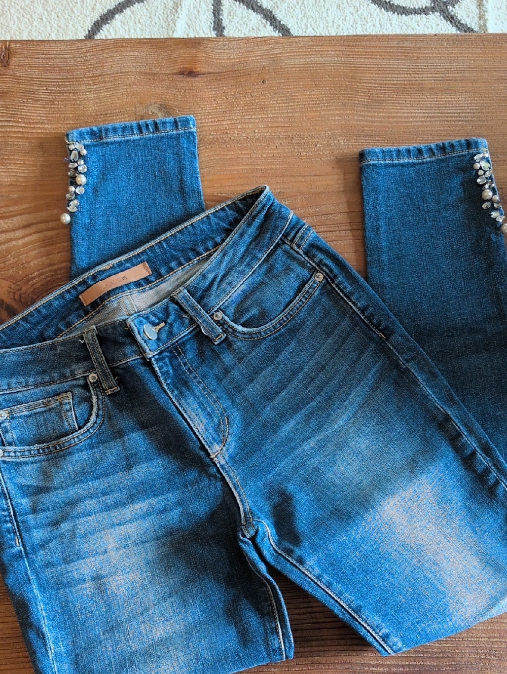 Joe's Jeans Blue Skinny Jeans with Embellished Ankles